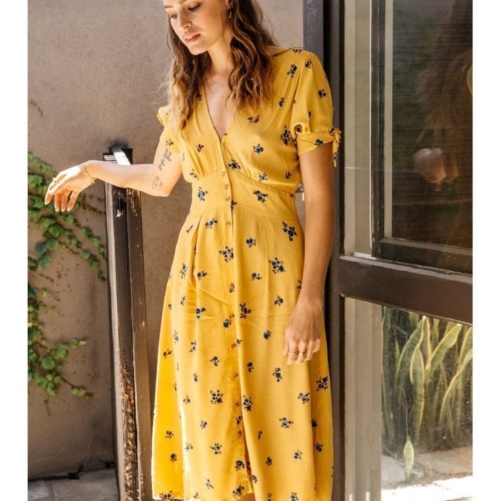 Floral Yellow Faithfull The Brand Midi Dress - Picture 5 of 8